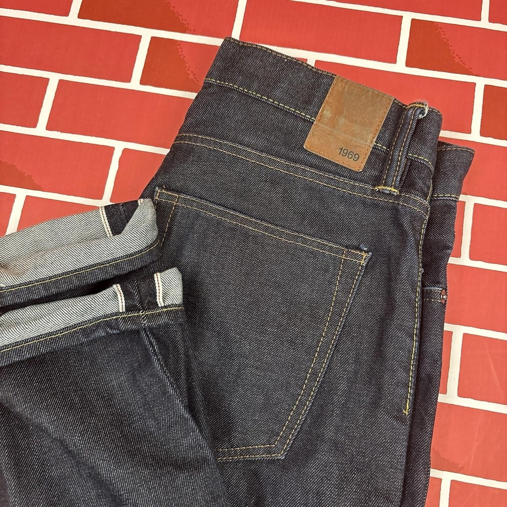 Gap 1969 Authentic Skinny Selvedge Jeans Mens 30x30 Blue Denim Raw Rigid